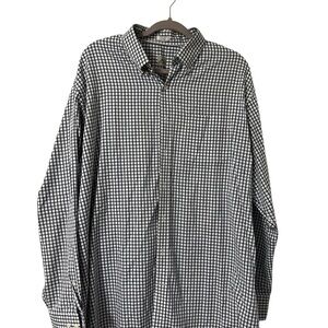 Peter Millar Nanoluxe 100% Cotton Blue and White plaid Dress Shirt Size XL